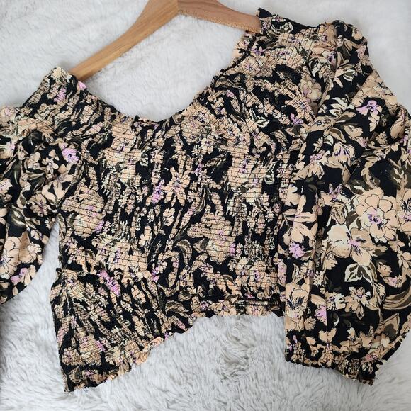 Free People East To West Smocked Floral Off-Shoulder Long Sleeve Top - Picture 6 of 14